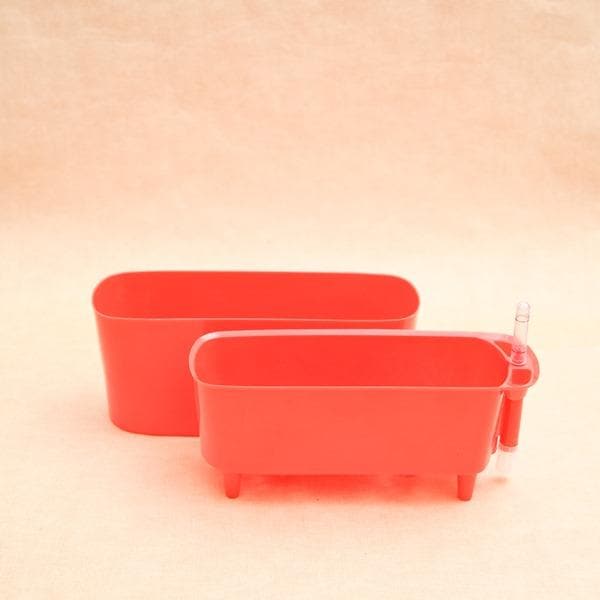 12 inch (30 cm) gw 04 self watering rectangle plastic planter (red) 
