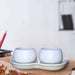 2.5 inch (6 cm) Round Ceramic 2 Pot Set with Plate (Set of 1)(White)