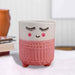 3.7 inch (9 cm) Cute Shy Girl Round Ceramic Pot (Set of 1)(White Pink)