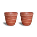 4.5 inch (11 cm) Thread Design Round Ceramic Pot with Rim (Set of 2)(Brown)
