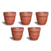 4.5 inch (11 cm) Thread Design Round Ceramic Pot with Rim (Set of 5)(Brown)