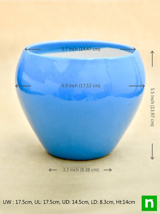 5.7 inch (14 cm) apple round ceramic pots - pack of 2