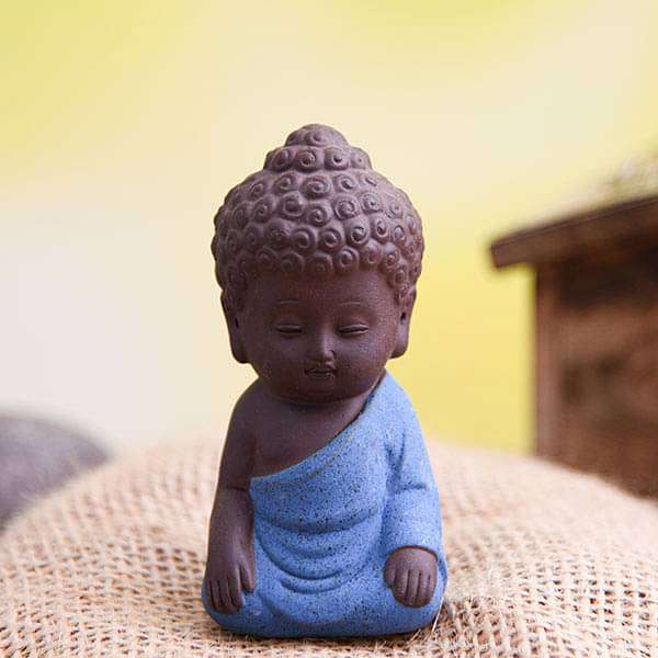 Buy Meditating buddha ceramic miniature garden toy (Blue, Matt