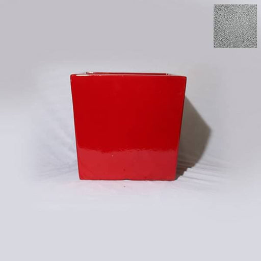 16 inch (41 cm) sqr - 11 stone finish square cube fiberglass planter (grey)