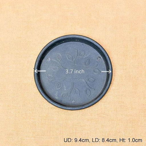 3.7 inch (9 cm) round plastic plate for 4 inch (10 cm) grower pots (black) (set of 6) 