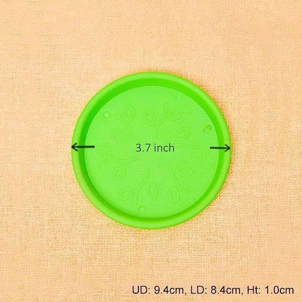 3.7 inch (9 cm) round plastic plate for 4 inch (10 cm) grower pots (green) (set of 6) 