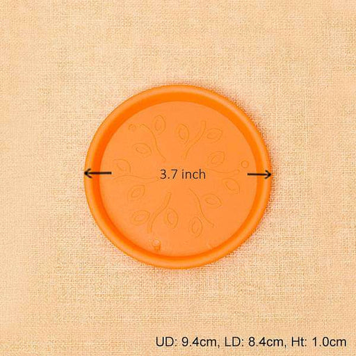 3.7 inch (9 cm) round plastic plate for 4 inch (10 cm) grower pots (orange) (set of 6) 