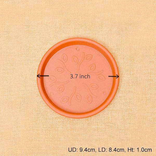 3.7 inch (9 cm) round plastic plate for 4 inch (10 cm) grower pots (terracotta color) (set of 6) 