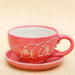 4.5 inch (11 cm) cp010 embossed cup shape round ceramic pot with plate (peach) 