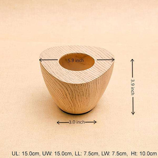 6 inch (15 cm) obtuse line wood finish triangle plastic planter (brown) 