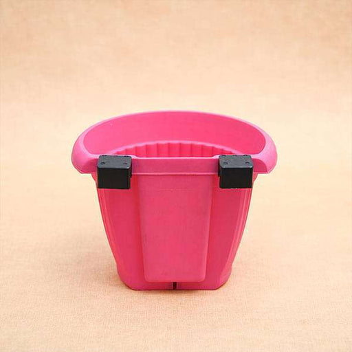 7.9 inch (20 cm) bello railing d shape plastic planter (dark pink) (set of 6) 