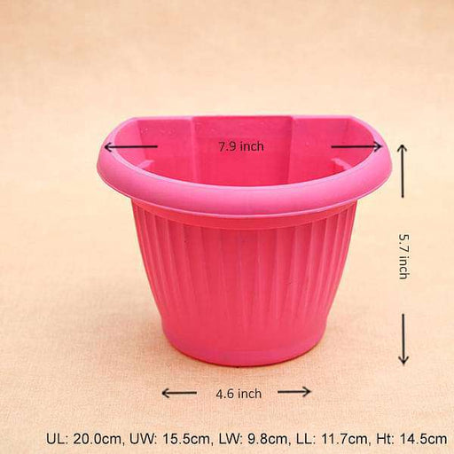 7.9 inch (20 cm) bello wall mounted d shape plastic planter (dark pink) (set of 6) 