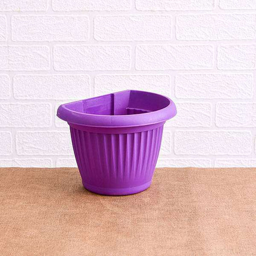 7.9 inch (20 cm) bello wall mounted d shape plastic planter (violet) (set of 6) 