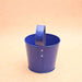 7 inch (18 cm) dot embossed railing round metal planter (blue) (set of 3) 