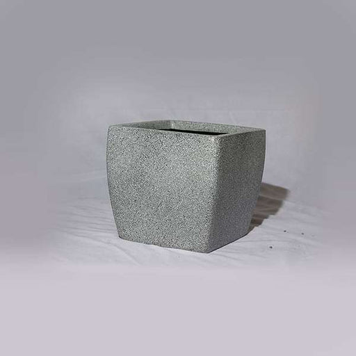 8 inch (20 cm) oth - 9 stone finish square fiberglass planter (grey)