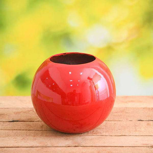 8 inch (20 cm) sml - 002 round fiberglass planter (red)