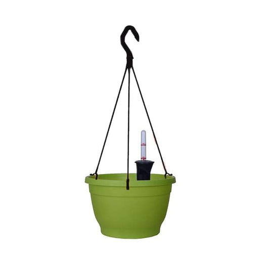 9.8 inch (25 cm) tuka no. 25 self watering hanging round plastic planter (green) (set of 3) 