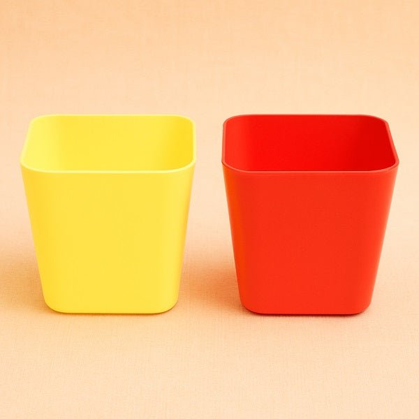 6.7 inch Square Plastic Planter with Rounded Edges Mix Color (set of 2)