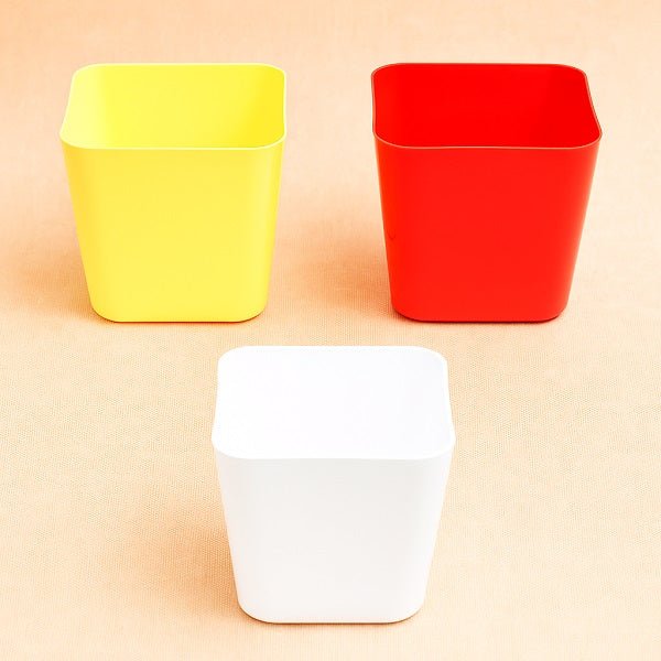 6.7 inch Square Plastic Planter with Rounded Edges Mix Color (set of 3)