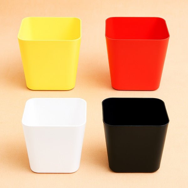 6.7 inch Square Plastic Planter with Rounded Edges Mix Color (set of 4)