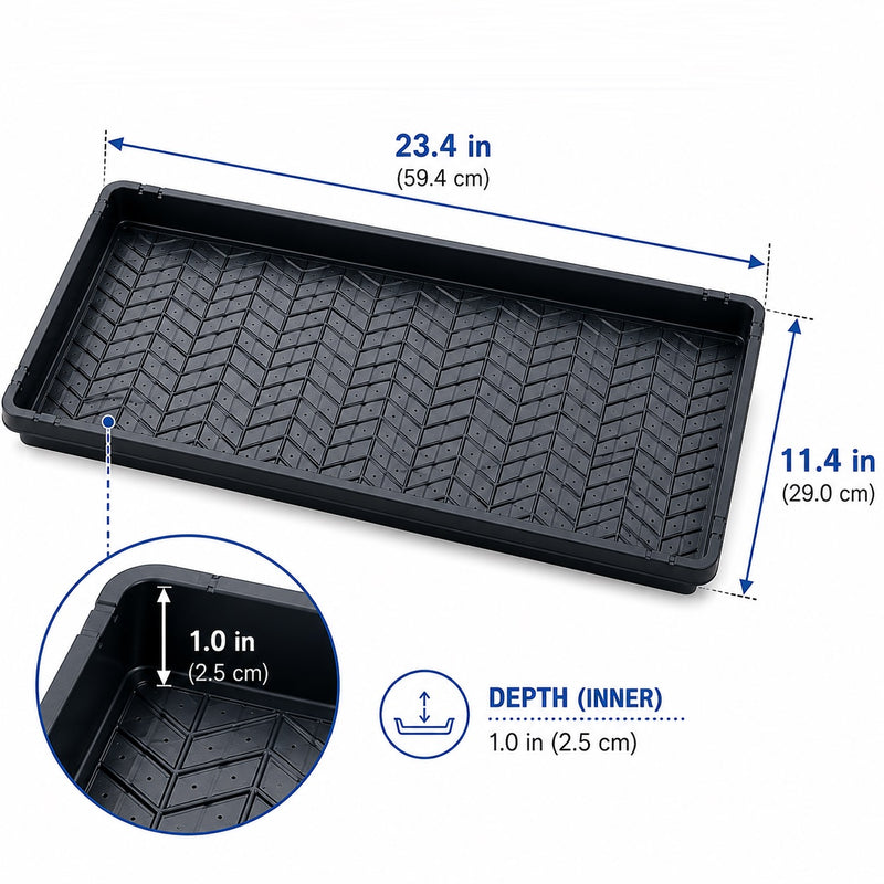 23.6 inch (60 cm) Rectangle Plastic Microgreens Tray (3 mm) (Set of 2)