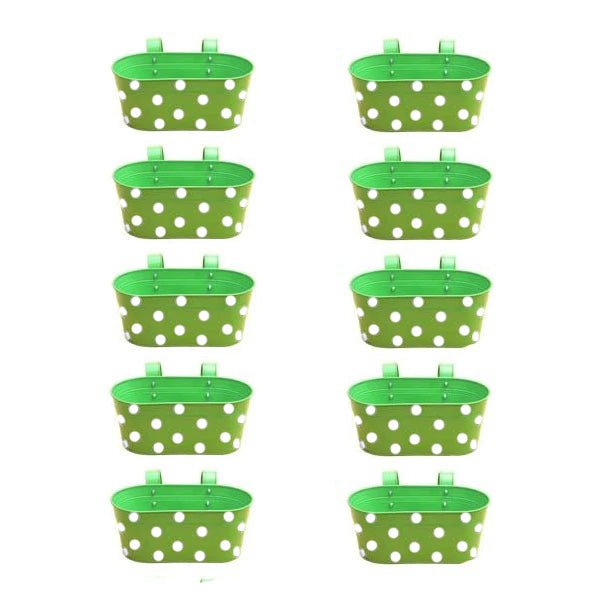 12 inch (30 cm) Polka Railing Oval Metal Planter