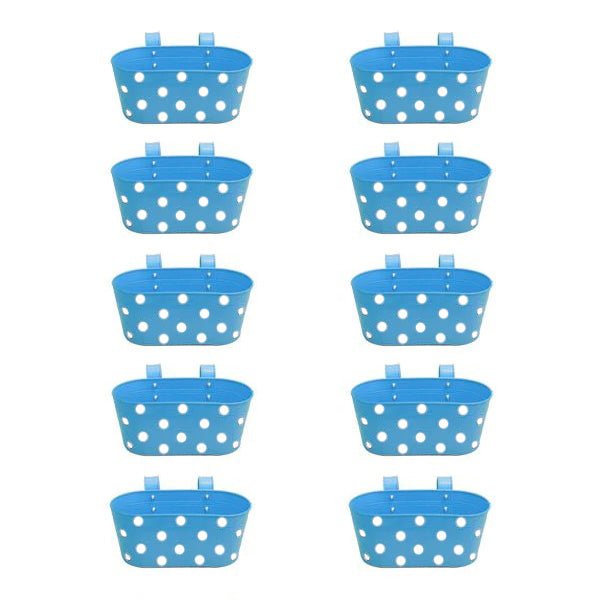 12 inch (30 cm) Polka Railing Oval Metal Planter