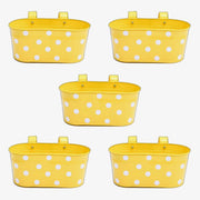 12 inch (30 cm) Polka Railing Oval Metal Planter (Set of 5)(Yellow)