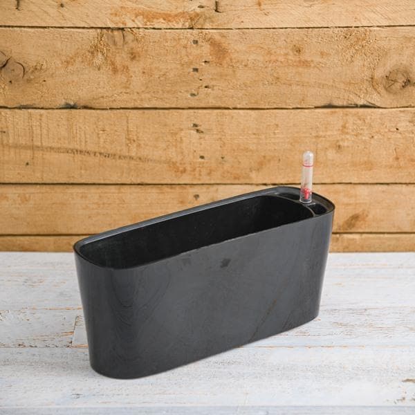 12 inch (30 cm) gw 04 self watering rectangle plastic planter (black) 
