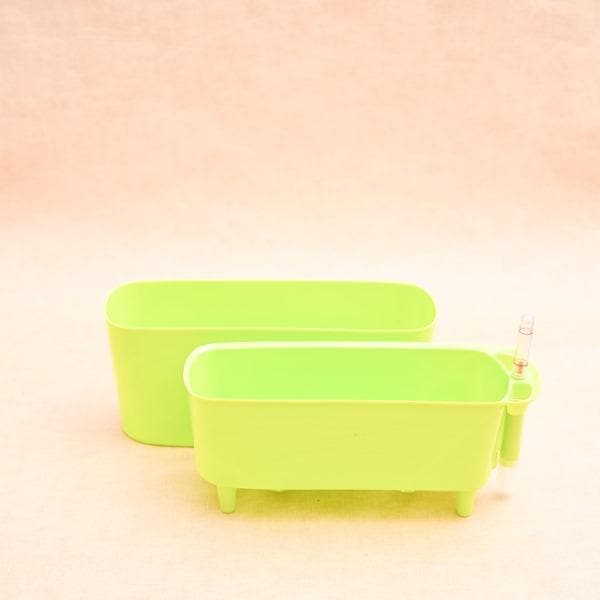 12 inch (30 cm) gw 04 self watering rectangle plastic planter (green) 