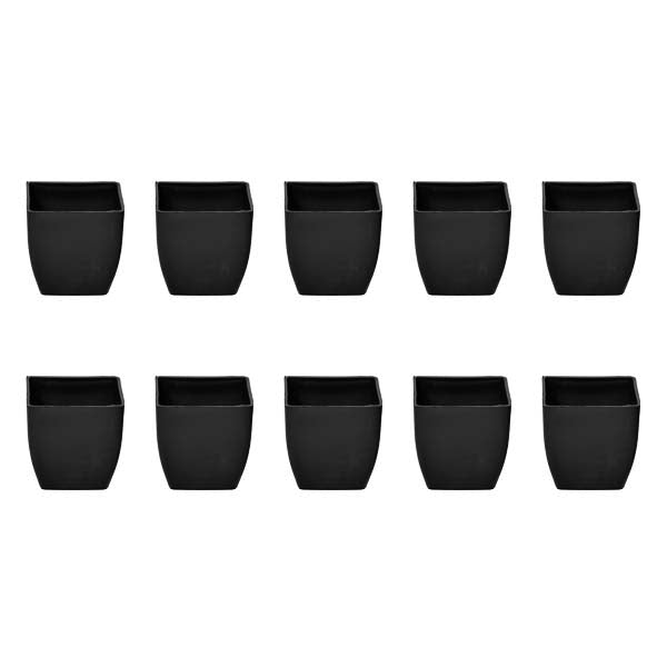 3.3 inch (8 cm) Square Plastic Planter with Rounded Edges (Set of 10)(Black)