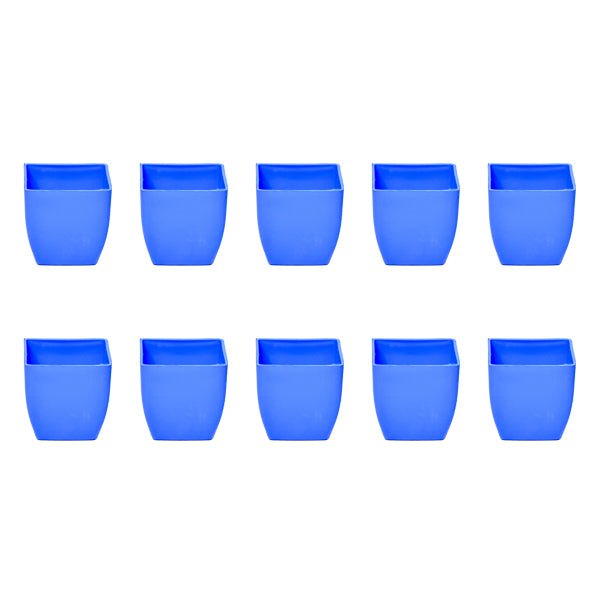 3.3 inch (8 cm) Square Plastic Planter with Rounded Edges (Set of 10)(Blue)