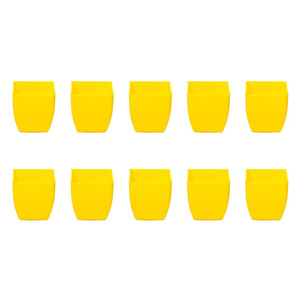 3.3 inch (8 cm) Square Plastic Planter with Rounded Edges (Set of 10)(Yellow)