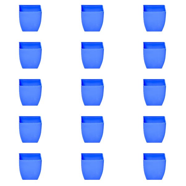 3.3 inch (8 cm) Square Plastic Planter with Rounded Edges (Set of 15)(Blue)