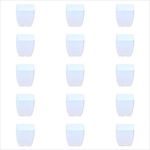 3.3 inch (8 cm) Square Plastic Planter with Rounded Edges (Set of 15)(White)