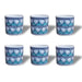 3.5 inch (8 cm) Leaf Design Cylindrical Ceramic Pot (Set of 6)(Blue)