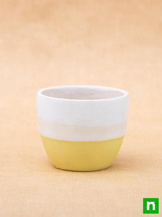 3.7 inch (9 cm) round egg ceramic pot with plate (white 