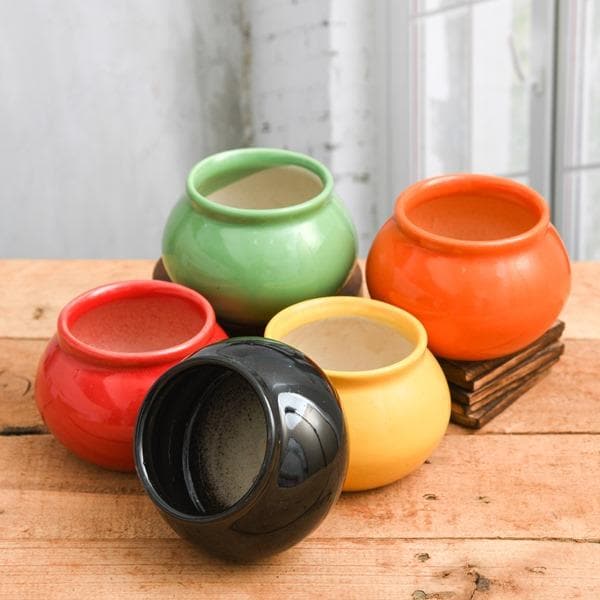 ceramic flower pots online india Buy 3 inch (8 cm) Handi Shape Round Ceramic Pots