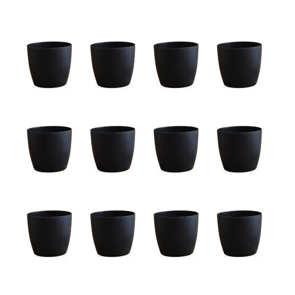4.5 inch (11 cm) Ronda No. 1110 Round Plastic Planter (Set of 12)(Black)