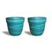4.5 inch (11 cm) Thread Design Round Ceramic Pot with Rim (Set of 2)(Sea Green)