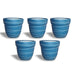 4.5 inch (11 cm) Thread Design Round Ceramic Pot with Rim (Set of 5)(Blue)