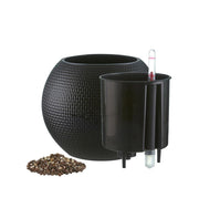 4.9 inch (12 cm) gw 01 self watering round plastic planter (black) 