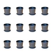4 inch (10 cm) Grower Round Plastic Pot (Set of 12)(Black)(With Plate)