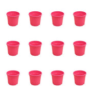 4 inch (10 cm) Grower Round Plastic Pot (Set of 12)(Dark Pink)(Without Plate)