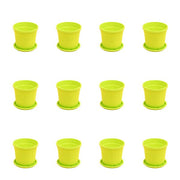 4 inch (10 cm) Grower Round Plastic Pot (Set of 12)(Lime Yellow)(With Plate)