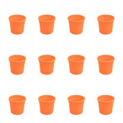 4 inch (10 cm) Grower Round Plastic Pot (Set of 12)(Orange)(Without Plate)
