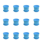 4 inch (10 cm) Grower Round Plastic Pot (Set of 12)(Sky Blue)(With Plate)