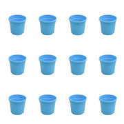4 inch (10 cm) Grower Round Plastic Pot (Set of 12)(Sky Blue)(Without Plate)