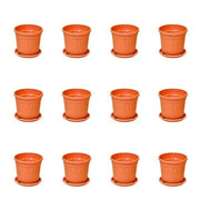 4 inch (10 cm) Grower Round Plastic Pot (Set of 12)(Terracota)(With Plate)