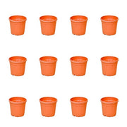 4 inch (10 cm) Grower Round Plastic Pot (Set of 12)(Terracota)(Without Plate)